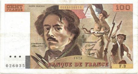 France 100 Francs Delacroix - 1978 F.3 non hachuré