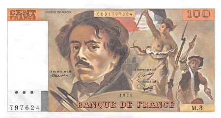 France 100 Francs Delacroix - 1978 Série M.3 - SUP