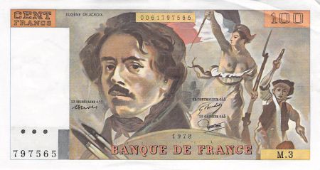 France 100 Francs Delacroix - 1978 Série M.3 - TTB+