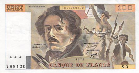 France 100 Francs Delacroix - 1978 Série S.3 - TTB+