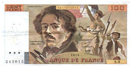France 100 Francs Delacroix - 1978 Série S.9 - Petit filigrane - TTB
