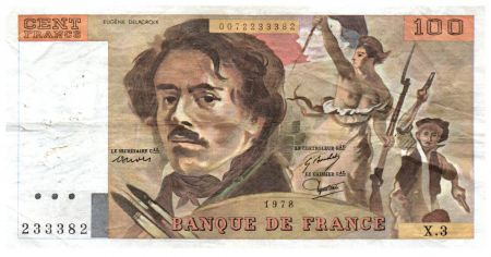 France 100 Francs Delacroix - 1978 Série X.3 - TB+