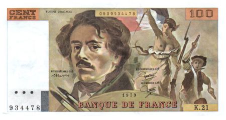 France 100 Francs Delacroix - 1979 Série K.21 - SUP