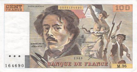 France 100 Francs Delacroix - 1980 Série M.36 - TTB
