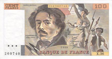 France 100 Francs Delacroix - 1980 Série X.36 - TTB