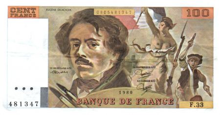 France 100 Francs Delacroix - 1980 TTB