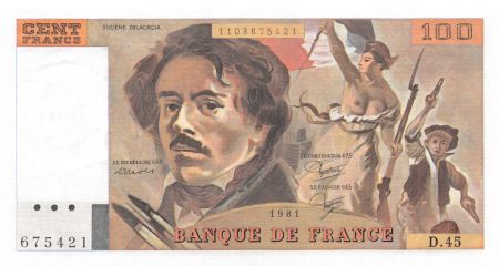 France 100 Francs Delacroix - 1981 Série D.45 - NEUF