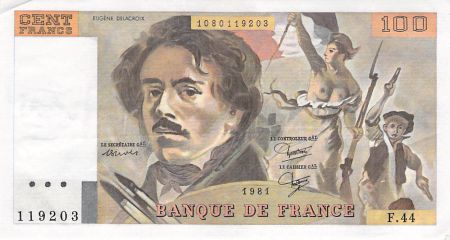 France 100 Francs Delacroix - 1981 Série F.44 - SUP