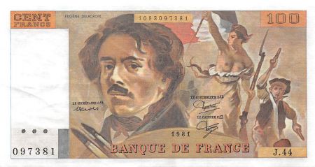 France 100 Francs Delacroix - 1981 Série J.44 - SUP