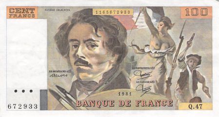 France 100 Francs Delacroix - 1981 Série Q.47 - SUP