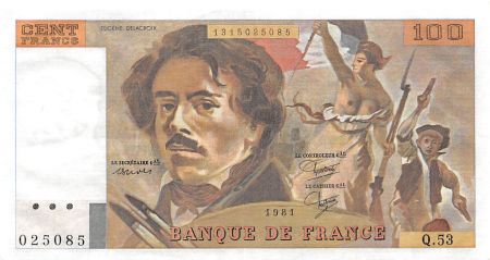 France 100 Francs Delacroix - 1981 Série Q.53 - SUP