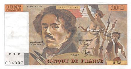 France 100 Francs Delacroix - 1981 Série U.53 - SUP