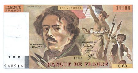 France 100 Francs Delacroix - 1983 TTB
