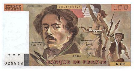 France 100 Francs Delacroix - 1984 - Série R.82 - Fay.69.08a