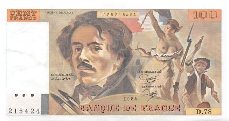 France 100 Francs Delacroix - 1984 Série D.78 - SUP
