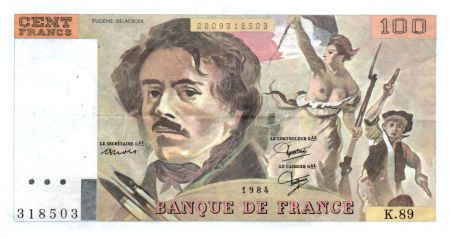 France 100 Francs Delacroix - 1984 Série K.89 - TTB
