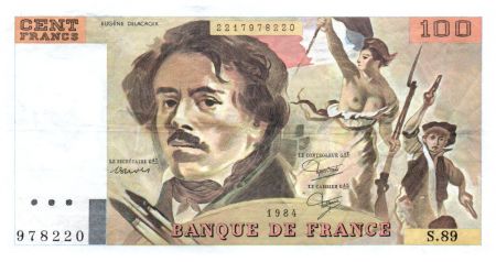France 100 Francs Delacroix - 1984 Série S.89 - TTB
