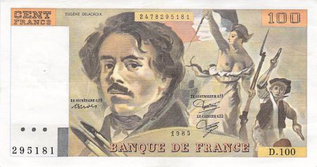 France 100 Francs Delacroix - 1985 Série D.100 - TTB
