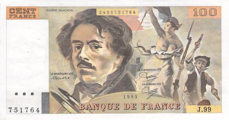 France 100 Francs Delacroix - 1985 Série J.99 - SUP