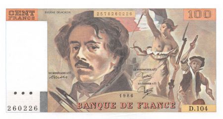 France 100 Francs Delacroix - 1986 Série D.104 - SPL