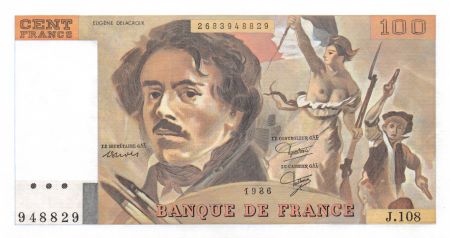 France 100 Francs Delacroix - 1986 Série J.108 - P.NEUF