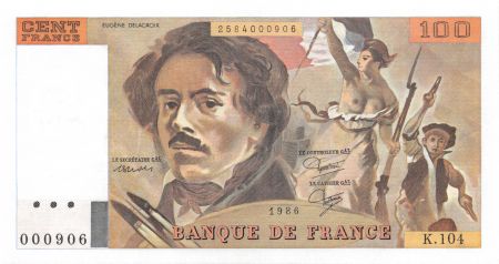 France 100 Francs Delacroix - 1986 Série K.104 - SPL