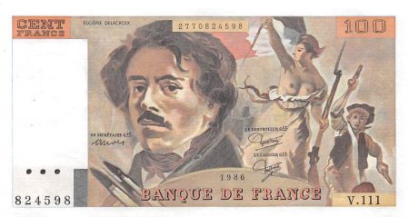 France 100 Francs Delacroix - 1986 Série V.111 - SUP