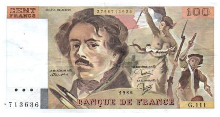 France 100 Francs Delacroix - 1986 TTB