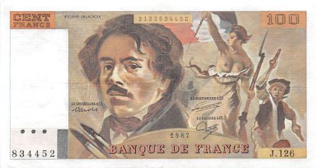 France 100 Francs Delacroix - 1987 Série J.127 - SUP