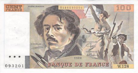 France 100 Francs Delacroix - 1988 Série W.128 - SUP