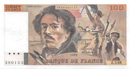 France 100 Francs Delacroix - 1989 Série Z.148 - SUP