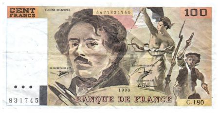 France 100 Francs Delacroix - 1990 Série C.180 - TTB