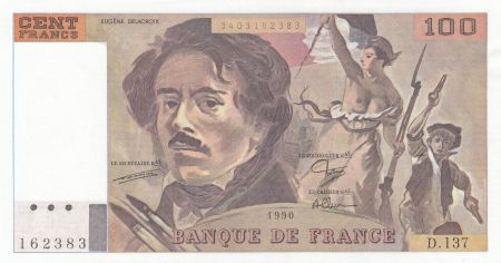 France 100 Francs Delacroix - 1990 Série D.137
