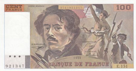 France 100 Francs Delacroix - 1990 Série E.151