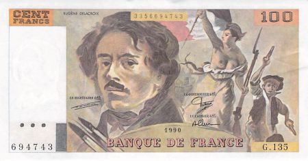 France 100 Francs Delacroix - 1990 Série G.135 - SUP