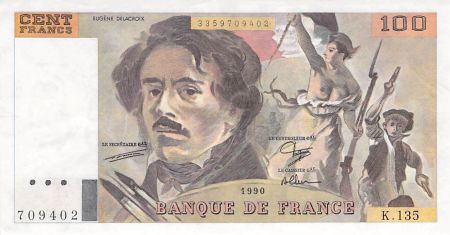 France 100 Francs Delacroix - 1990 Série K.135 - SUP
