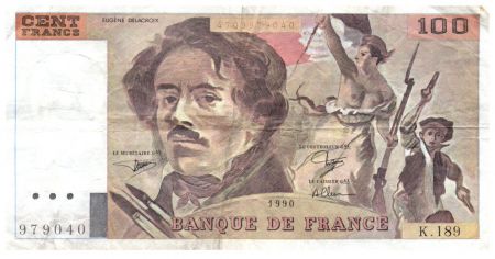 France 100 Francs Delacroix - 1990 Série K.189 - TB+