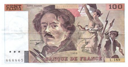 France 100 Francs Delacroix - 1990 Série L.189 - TTB