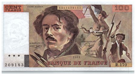 France 100 Francs Delacroix - 1991 - Série R.170 - Gros filigrane - Fay.69bis.03a1a