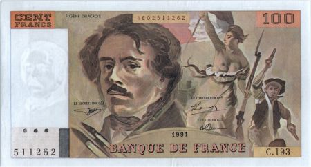 France 100 Francs Delacroix - 1991 Série C.193 - SPL