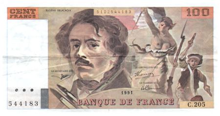 France 100 Francs Delacroix - 1991 Série C.205 - TTB