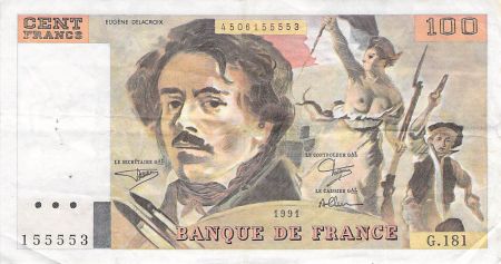 France 100 Francs Delacroix - 1991 Série G.181 - TB+