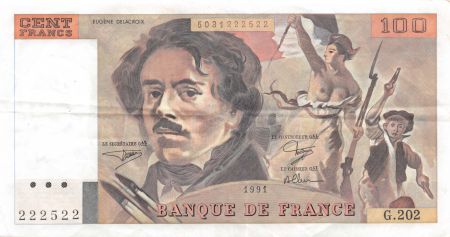 France 100 Francs Delacroix - 1991 Série G.202 - TTB+