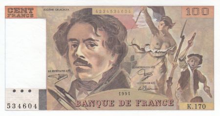 France 100 Francs Delacroix - 1991 Série K.170