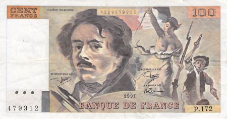 France 100 Francs Delacroix - 1991 Série P.172 - TB+