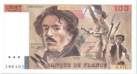 France 100 Francs Delacroix - 1991 Série S.171 - Petit filigrane