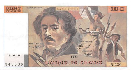 France 100 Francs Delacroix - 1993 Série B.220 - SUP