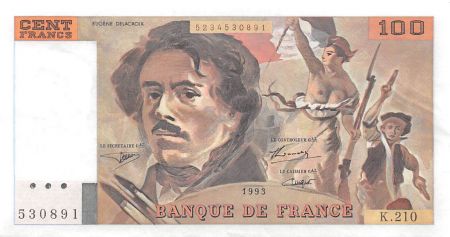France 100 Francs Delacroix - 1993 Série K.210 - SUP