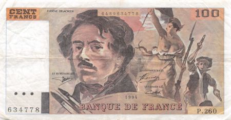 France 100 Francs Delacroix - 1994 Série P.260 - TTB