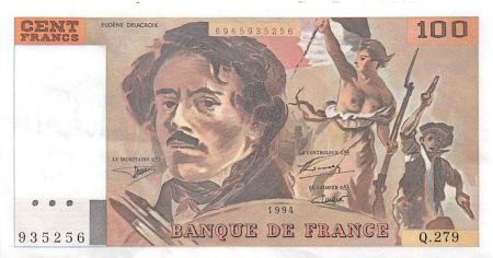 France 100 Francs Delacroix - 1994 Série Q.279 - SUP